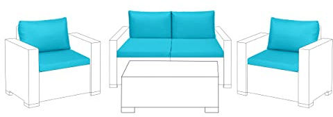 Gardenista Außenpolsterauflagen für Keter Allibert California Rattan Möbel | Wasserabweisende Polsterung | Weich und langlebiges Polyester | Leicht zu reinigen | Leichte Füllung (Türkis, 8)