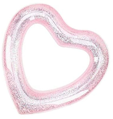 Gadpiparty Aufblasbarer Herzform Schwimmring Aus PVC Mit Glitzerndem Design Pool Schwimmhilfe Für Anfänger Für Strand Pool Ferien
