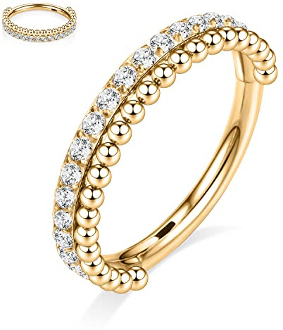 hengkaixuan 16G Cartilage Conch Helix Earring Hoop Clear CZ Hinged Segment 316L Surgical Steel Nose Ring Tragus Daith Earrings Piercing Jewelry