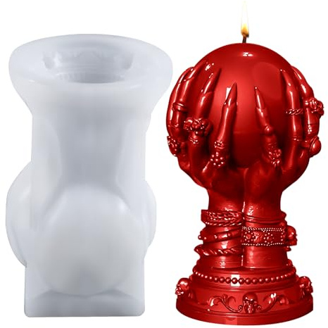 Kerzenform Silikon, Silikonform Halloween 3D Rosenskelett In Handform Silikon Kerzenformen Silikonformen Gießform Halloween DIY Silikonform Totenkopf Kerzenformen zum Gießen für Halloween Deko