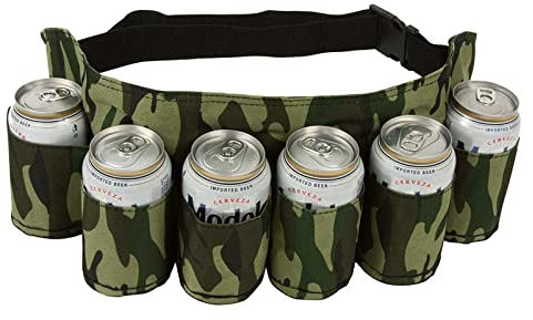 Beer Belt, Beer Soda Belt Holster Adjustable 6 Pack Beer Belt Bottle Holders Drink Can Holder Waist Pack Bag, Perfect for Parties, Picnics, Camping, Barbeque, Outdoor Sports Hiking, Camouflage