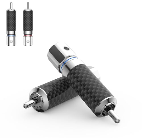Tertullus 4 Pcs Hifi Rca Plug Carbon Fiber rhodium plated Rca Jack Cable Connector Adapter Audiophile Locking RCA Connector solderless