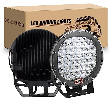 RIGIDON 2 Pcs Auto Rund Scheinwerfer 9 Zoll 23 CM 225W Arbeitsscheinwerfer | 12V 24V 6000K Weiß Spot Led Offroad Zusatzscheinwerfer Wasserdicht für SUV ATV Traktor LKW 4x4 Fahrzeuge, Schwarz