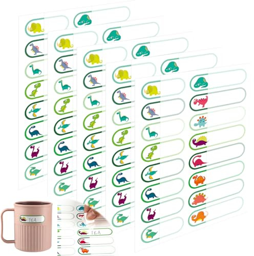 320 Pcs Baby Bottle Labels for Daycare, Name Labels for Daycare Essentials, Self Laminating, School Name Stickers for Kids Waterproof Food Milk Stickers Self Adhesive Tags(Dinosaur)