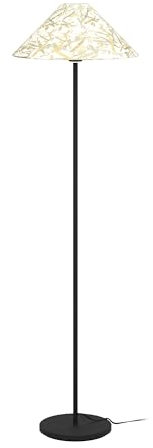 EGLO Stehlampe Oxpark, nachhaltige Eck Standleuchte, Stehleuchte aus Metall in Schwarz mit Lampenschirm aus Textil mit Bambus-Blättern, Lampe Wohnzimmer mit E27 Fassung, 146,5 cm