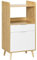 HOMCOM Mobiletto per Microonde in Truciolato con Ripiano Superiore, Cassetto Scorrevole e Armadietto con Anta, 58x40x118 cm, color Legno e Bianco
