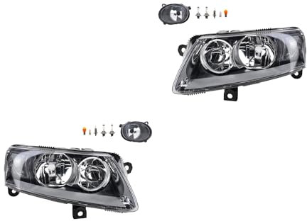 Johns, Scheinwerfer Satz Halogen Front passend für Audi A6 4F 05/04-09/08 H7 H1 Links & Rechts + Nebelscheinwerfer + Leuchtmittel