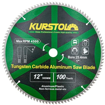 KURSTOL Lame de Scie Circulaire 305 x 25,4 mm - 100 dents Disques à Tronçonner pour Aluminium, Métaux non ferreux, Plastique