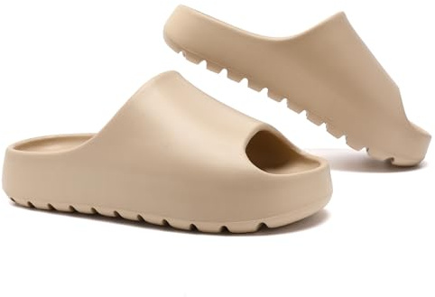 Uonesone Sliders kvinnor män sommar moln reglage, ultramjuk dusch badrum halkskydd snabbtorkande öppen tå supermjuka bekväma tjocka sultofflor tofflor tofflor tofflor inomhus utomhus, BEIgE, 37.5/38.5