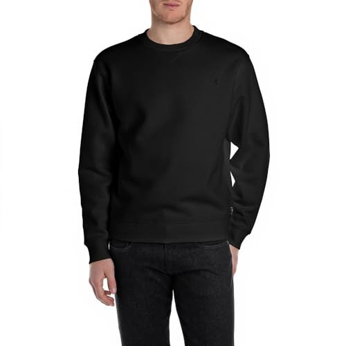 Replay herr basic sweatshirt rund hals, 098 svart, XS