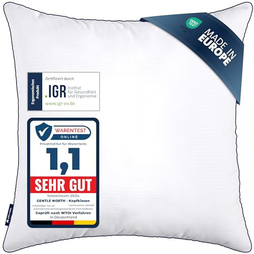 Gentle North Hochwertige Kopfkissen 80x80 cm groß in Hotelqualität - Flauschiges, gut gefülltes Schlafkissen für Allergiker geeignet (Ökotex 100 Zertifiziert) - 60° Waschbar