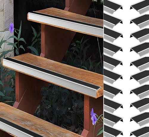Anti-Rutsch-Treppenkante Treppenkanten-Kantenschutz aus Aluminium, L-förmiger, rutschfester Treppenkantenschutz für Treppen und Veranda, 5/10/20er-Pack Treppenkanten-Sets, dekorative Treppenkanten ( C