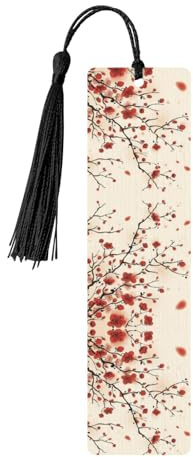 Japanisches Lesezeichen aus Holz mit Quaste, ideal für Buchliebhaber, einzigartiges Holz-Lesezeichen für Männer und Frauen