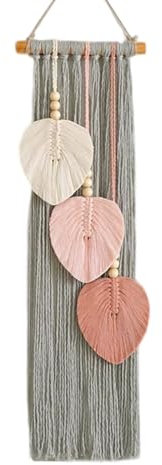 Uixxducc Makramee Wandbehang Wandteppich HandgewebtBlätter Quasten Makramee Wandbehang Gewebtes Boho Wanddeko für Wohnzimmer Home Decor (Grau)