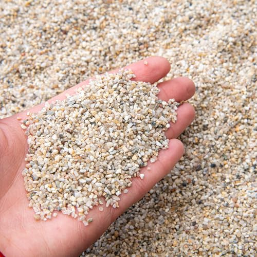 Arena de sílice de color natural, grano grueso de 1 a 2 mm, ideal para acuarios, artes y manualidades y suelo de jardinería (3 kg)