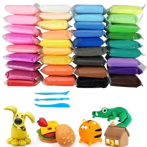 36 Colori Argilla da Modellare,Pasta Modellabile Bambini,Set di Argilla da Modellare di Alta Qualità– Plastilina, Incluso Pongo e DAS, per Ragazzi e Adulti