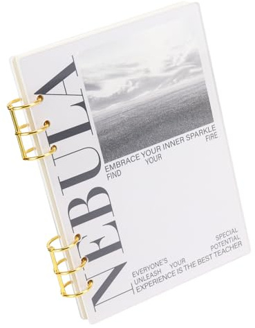 MultiBey A5 Binder 6-Ring Frosted Acrylic Binder Planner Cover with 45 Sheets Lined Paper, Personal Loose Leaf Binders, Gold Metal Round Rings a5 Planner Budget Binders, Lay Flat Design