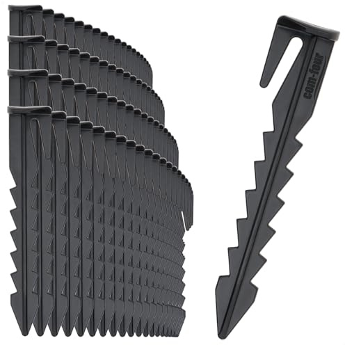 com-four® 100 Clous de Sol pour la Fixation des câbles de tondeuses | ancrages de sol en plastique avec ardillons