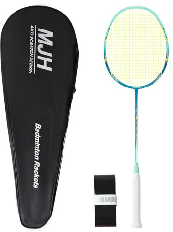 MANJHONG Y99 Ultraleicht Badmintonschläger, 100% Graphit, One Piece Carbon Badminton Schläger mit Tasche für Erwachsene, Grün