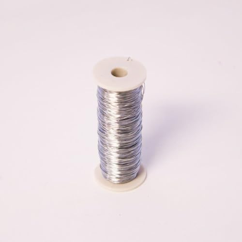 Dünner silberfarbener Rosendraht, 45 m, ideal für Knopflöcher (1, Silber, 26 Gauge)