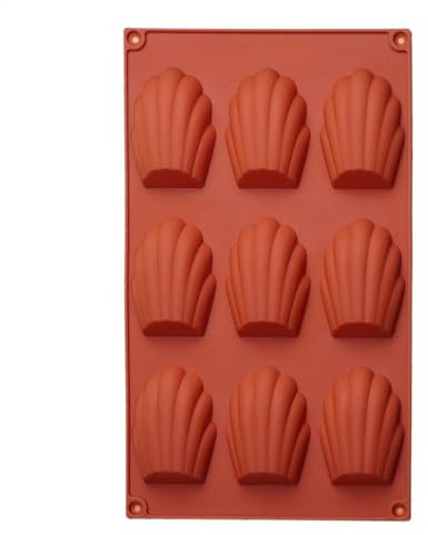 Oldmoom Madeleine Moules en silicone pour la cuisson – Moule à chocolat en forme de coquille – Moule à biscuits Madeline 9 cavités, moules de cuisson antiadhésifs pour cookies, gâteaux, bonbons,