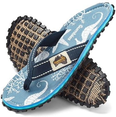 Gumbies Islander Flip-Flops | Unisex Classic Canvas Flip-Flops with Recycled Rubber Outsole & Cotton Footbed | Contoured, Lightweight & Everyday Comfortable | Seahorse | EU 38