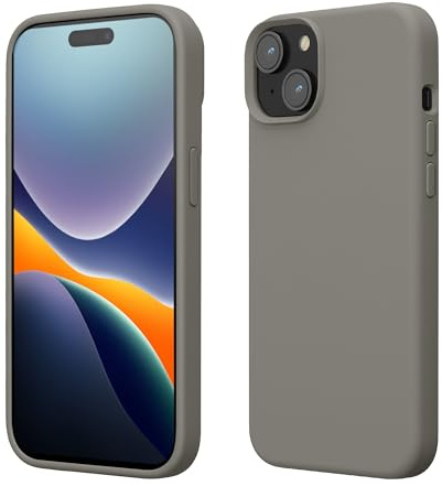 kwmobile Handyhülle für iPhone 15 Hülle, für iPhone 15 Case - Hülle Silikon - kabelloses Laden - Stone Dust