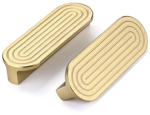 SYZOW 6 Stück Möbelgriffe Gebürstetes Messing 96mm Lochabstand Schubladen Griffe gold Schrankgriffe