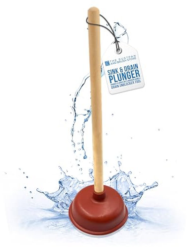 Sink & Drain Plunger Sink Unblocker with Strong Traditional Wooden Handle - Plunger Toilet Unblocker with Strong Suction Performance - Toilet Sink Plungers for Unblocking Kitchen Sink Bath Bathroom
