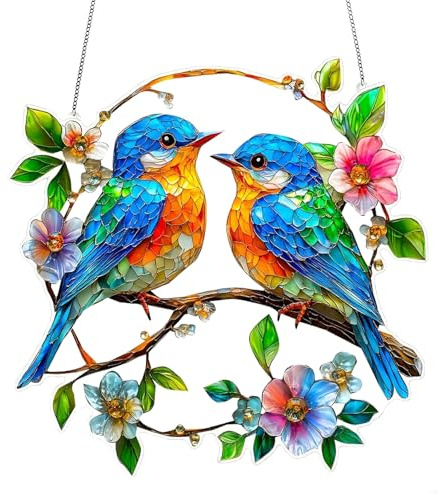Caelura Sonnenfänger, Fensterdeko HäNgend Modern, Kolibri-Sonnenfänger Fenster, Vogel-Anhänger aus Acryl mit Kette, für Fenster, Terrasse, Wand, Haus und Garten
