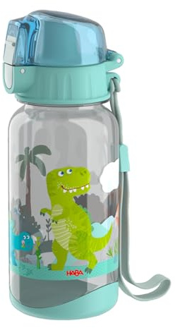 HABA Gourde Dino - 2012444005 - Bouteille d'eau pour enfant - 400 ml - Sans BPA - Avec dragonne et grande ouverture - Légère et anti-fuite - À partir de 12 mois