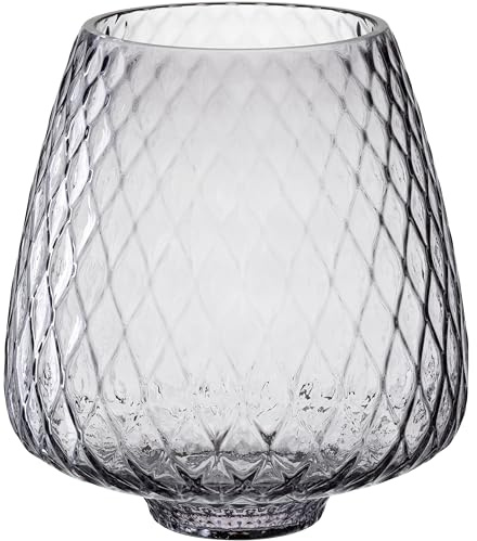 Leonardo Home Giulia Windlicht • 1 Stück • aus Strukturiertem Glas • dekoratives Windlicht • stimmungsvolle Beleuchtung • Wohn- und Essbereich • stilvoll • Moderne Optik • Höhe 20 cm • grau • 055282