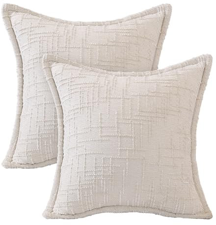 Artoid Mode Juego de 2 fundas de cojín con aspecto de lino blanco, 45 x 45 cm, para sofá, dormitorio, decoración