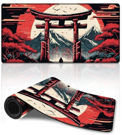 LLONGKT Grand Tapis de Souris Gmaing, Motif Portail Japonais Torii, Long Format (30 x 60 cm), pour Ordinateur, PC, Ordinateur Portable, Bureau, Maison, Accessoire, Gadget