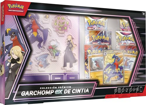 JCC Pokémon: Colección prémium Garchomp ex de Cintia (3 Cartas holográficas y 6 Sobres de Mejora)