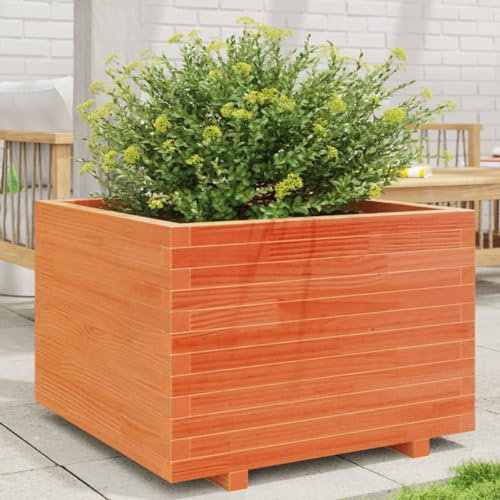 Iiaky Jardinière Cire Marron 70x70x49,5 cm Bois de pin Massif,Jardiniere sur Pieds,Bac avec Treillis,Jardiniere Terrasse