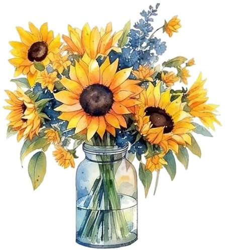 HKLIOPU Cross Stitch Kits for Adults-Sunflowers in a vase,11CT Printed Cross Stitch Kits,Stamped Embroidery Kits for Adults Wall Art Home Decoration 16x16inch