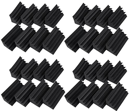 Blmirror 32 Pack of Black Soundproofing Insulation Trap Acoustic Wall Foam Padding Studio Foam Tiles (32PCS, Black)