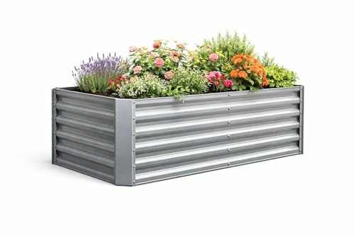 VCM Metall Hochbeet 180 x90 x 57 cm – Rechteckiger Pflanzkasten für Garten & Terrasse – Robustes Gartenbeet aus Metall, Pflanzenbeet ohne Boden, Galdo XL