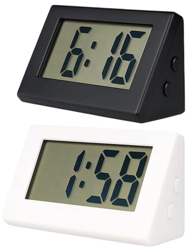 PSFXBM 2pcs Small Digital Travel Clock,Small Digital Clock,Travel Clo-ck,No Tick Electric Desk Clock, Bedside Cl-ocks,For Bedroom Home And Travel(Black, White)