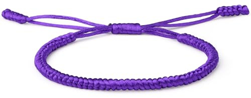 XIANNVXI Lila Armband Damen Geflochten Armbänder Damen Surfer Armband Lila Segeltau Armband Stoff Tibetisches Glücksarmband Handgefertigt Verstellbares Armbänder Männer