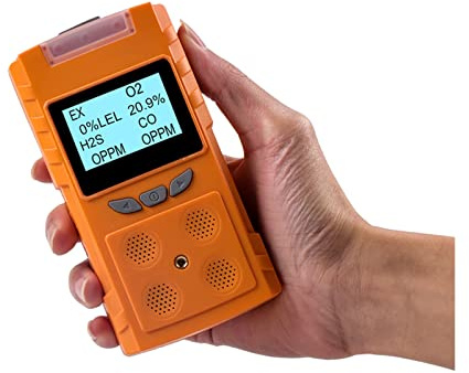 ZKLGS Detector de Gas, Detector de Gas múltiple Medidor de Gas O2 CO H2S EX 4 en 1 Detector de Fugas de Gas Combustible de monóxido de Carbono de sulfuro de hidrógeno de oxígeno