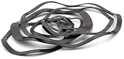 Arandelas elásticas de resorte de 65 Mn, con cresta de tres ondas y juntas negras, 0,25/0,3/0,4/0,5/0,6(30pcs,M8 x 12 x 0.3)