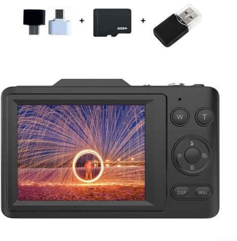 babominimer Appareil photo numérique 4K, 7,1 cm 48 MP avec batterie de 1000 mAh, zoom numérique 16x, mini caméra de vlogging pour enfants, débutants, adolescents (noir, 32 Go)