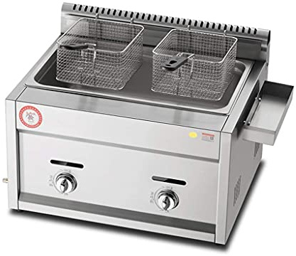 Friggitrice Commerciale con cestello Commerciale, friggitrice a Gas da 12 Litri in Acciaio Inossidabile, friggitrice a GPL con 2 cestelli