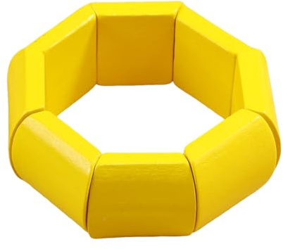 MMIUAEG Vintage Wooden Beaded Bracelet for Women Boho Chunky Colorful Natural Wood Stretch Bracelet for Women Men Geometric Ethnic Statement Wrist Jewelry-Yellow