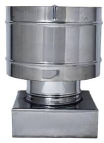 BRICOQUI Antivento tondo su base quadrata terminale della canna fumaria con disco antipioggia acciaio inox diverse misure cappello fumaiolo comignolo monoparete (37 X 37 CM)