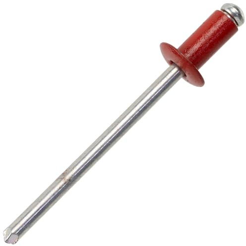 AERZETIX - Lot de 60 Rivets aveugles Ø4x8 mm à tête plate RAL 3000 rouge feu | en aluminium/acier | pour assemblage métallique rapide et fixation esthétique