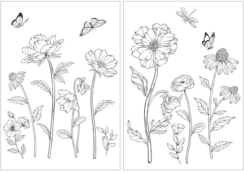 Joeyan 2 Hojas Grandes Transfer para Muebles y Manualidades, Pegatinas Furniture Decals con Flores y Mariposas Blanco y Negro,Calcomanías DIY, Stickers para Madera Cerámica Vidrio Plástico,40x28 cm
