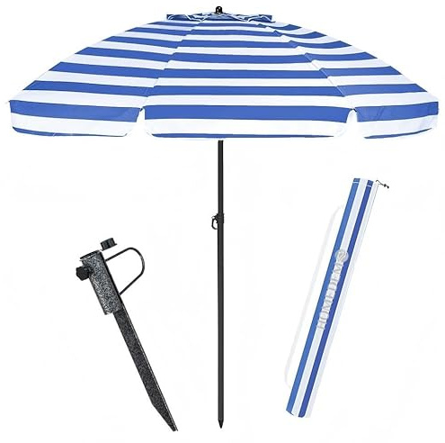 HOMEDEMO Sonnenschirm Strandschirm mit Bodenhülse Rasendorn, Ø 180 cm Gartenschirm Marktschirm, 3er Set, Terrassenschirm mit Schutzhülle, Gelb rund Sonnenschutzschirm UV51+ Schutz